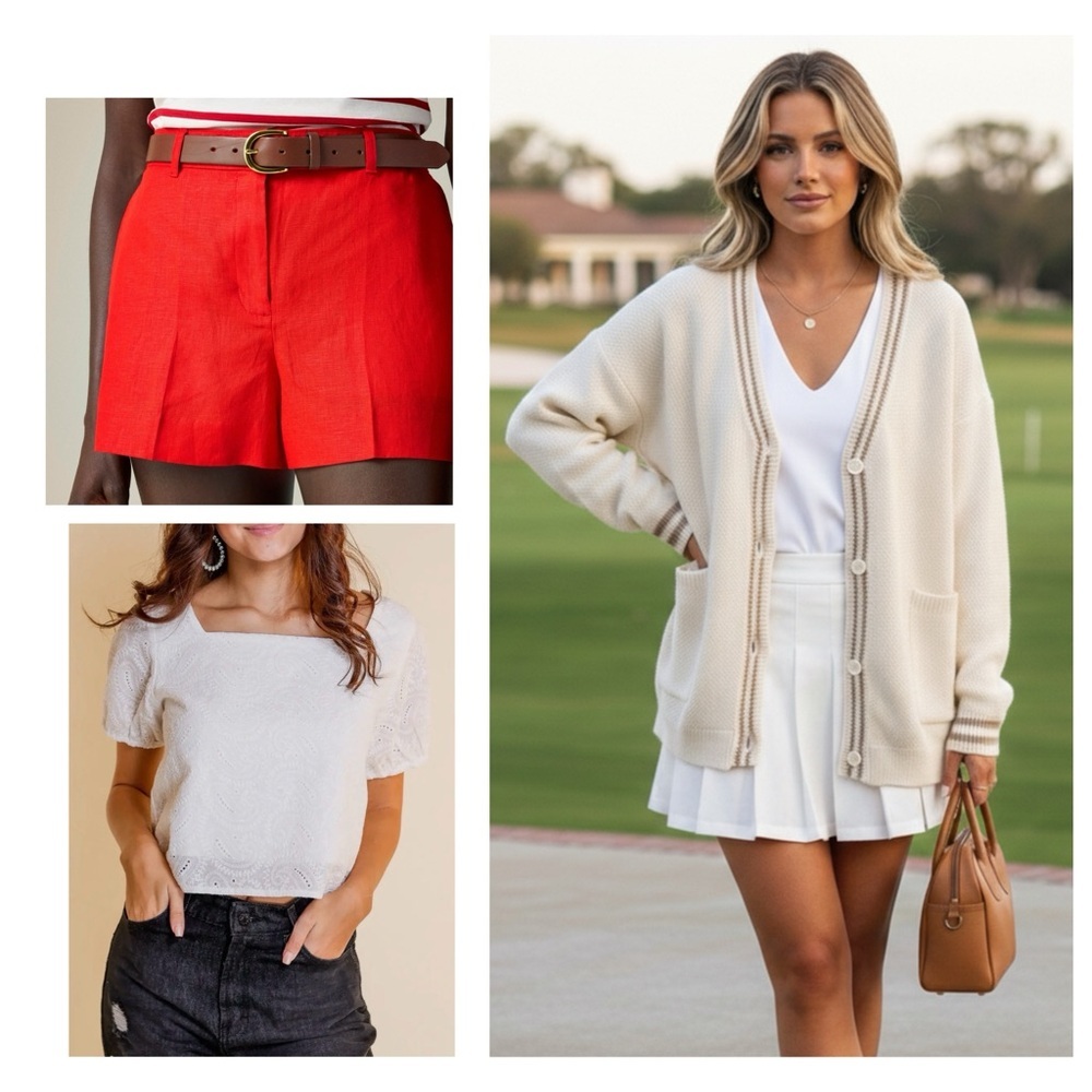 The Hamptons Capsule Set J Crew Linen Shorts Preppy Oversized Cardigan Top XL